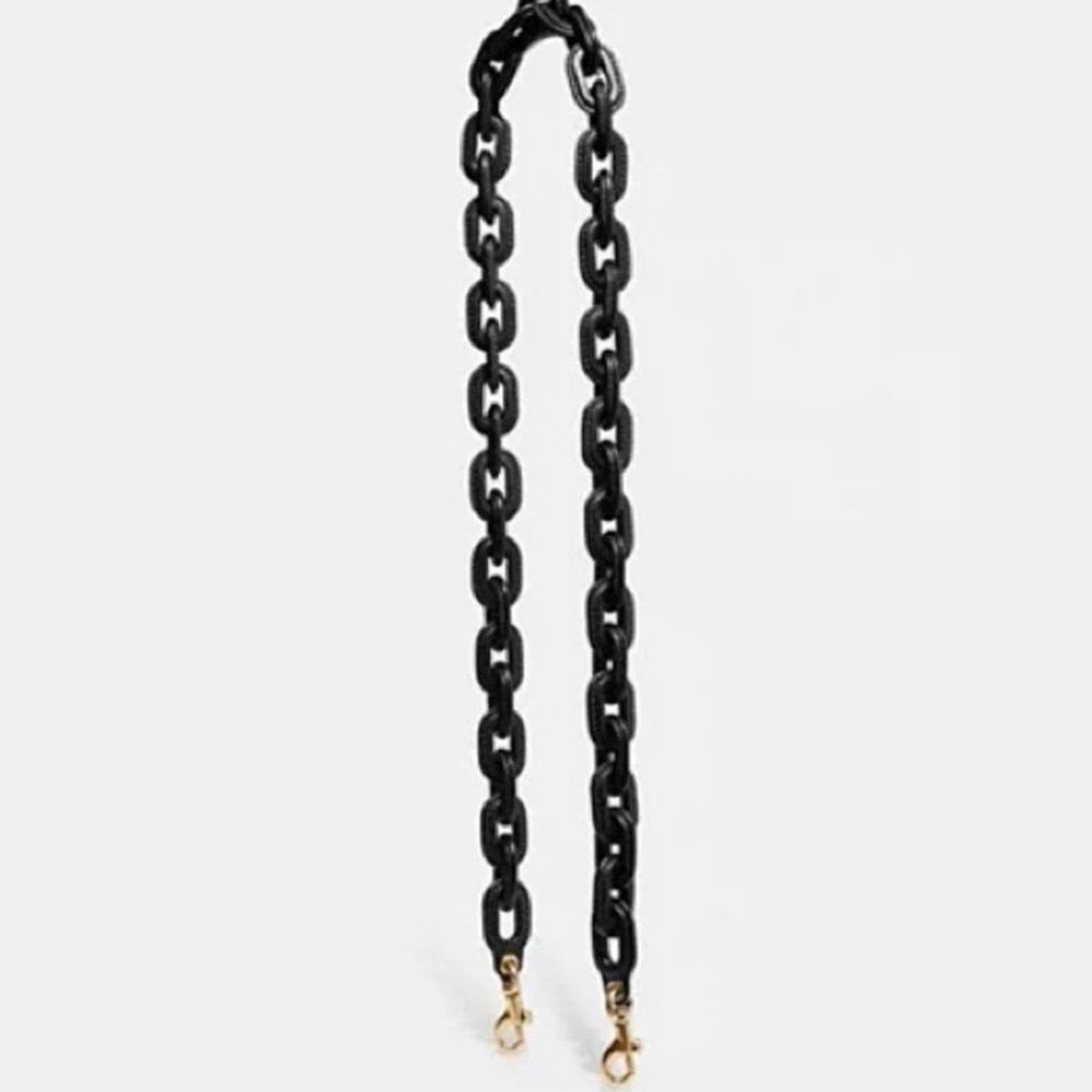 Coach black leather covered chain strap